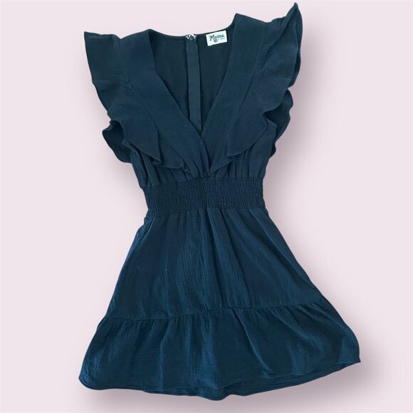 Show Me Your Mumu Adella Mini Dress Ruffle Sleeve V Neck Size XS Tiered Smocked - Picture 4 of 14